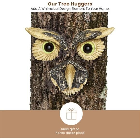 'Owl Face' Tree Hugger - Yard Decoration - Whimsical Tree Sculpture – Outdoor - Picture 6 of 8